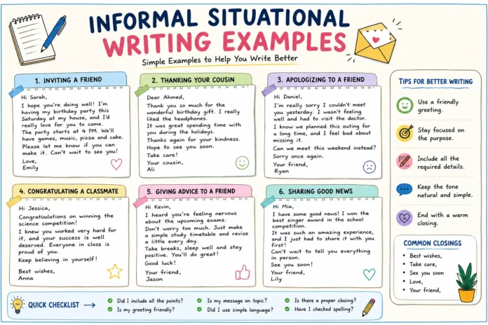 informal situational writing examples