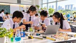 Students learning STEM education in Singapore classroom