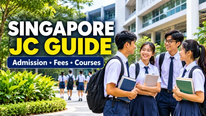 Junior college students outside a Singapore school campus