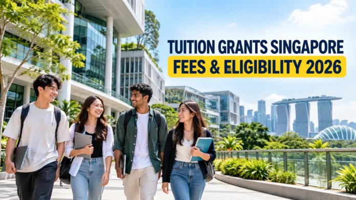 Tuition Grants Singapore 2026 thumbnail featuring university students on campus